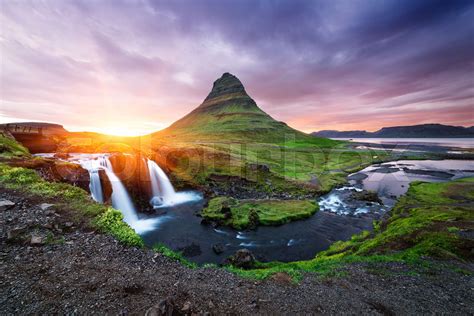 Kirkjufellsfoss The Most Beautiful Waterfall In Iceland Stock Image
