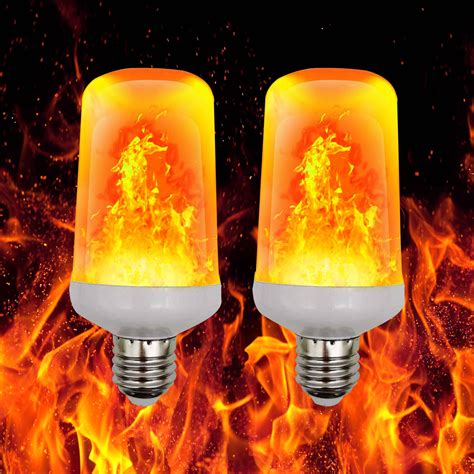 Lighting mode, flickering flame mode & always bright mode & breathing mode. Elegantoss Pack of 2 LED Fire Flame Effect Light Bulb ...