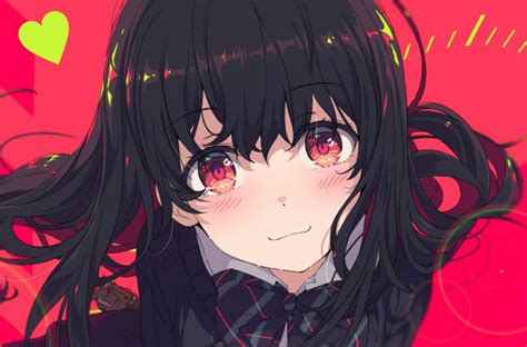 Download 1280x720 Cute Anime Girl Black Hair Red Eyes Blushes