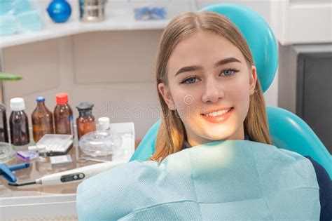 Portrait Of Girl Patient In Dental Chair Stock Image Image Of Mouth