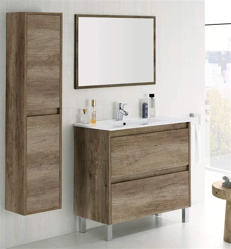 Miroytengo Conjunto De Baño Athena Color Roble Alaska Estilo Industrial