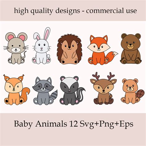 Woodland Baby Animals Svg Clipart Masterbundles
