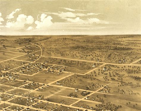 Independence Missouri In 1868 Birds Eye View Map Aerial Panorama