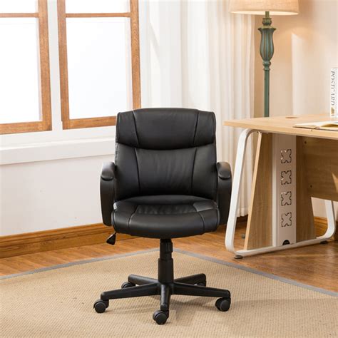 Belleze Ergonomic Mid Back Office Chair Computer Padded Armrest Black