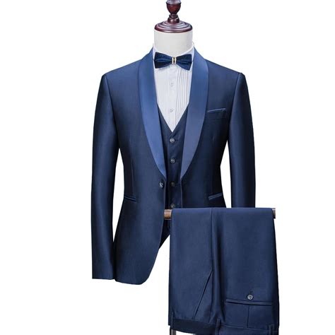 mens suits 2019 wedding suits for men shawl collar 3 pieces slim fit blue suit mens tuxedo