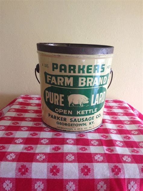 Vintage Parkers Lard Tin Pail With Handle Georgetown Etsy Tin Pail