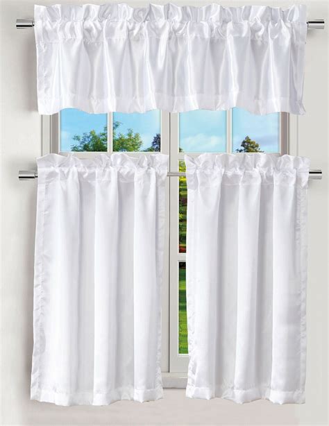 White K3 3pc Kitchen Nursery Solid Color Curtain Valance Size 60