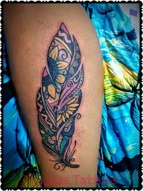 There aren't many traditional representations of. Colored Feather Tattoo | Feather tattoo colour, Tattoos ...