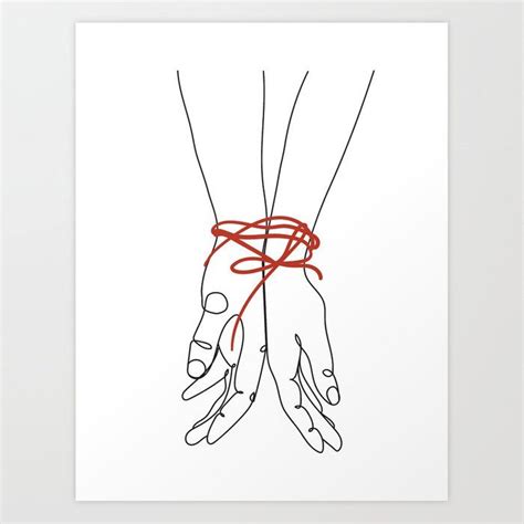 Couple Hands Minimalist One Line Art Print Line Art Abstract Line