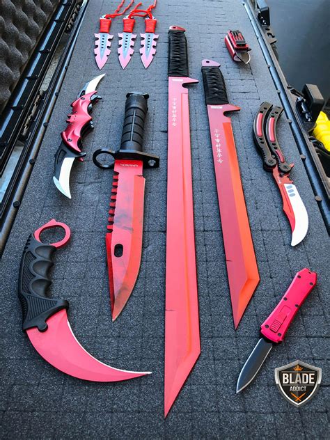 Insane Tactical Red Sword Knife Set Armas Ninja Cuchillos Geniales