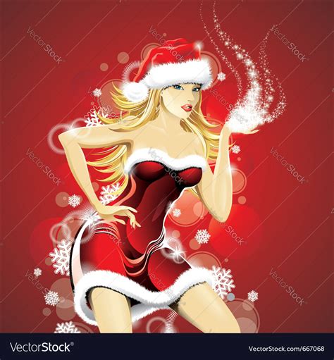 Christmas With Sexy Santa Girl Royalty Free Vector Image