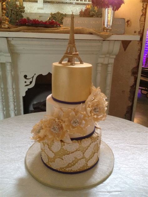 Gold Paris Themed Wedding Cake The Original Design Was By Sharon Wee