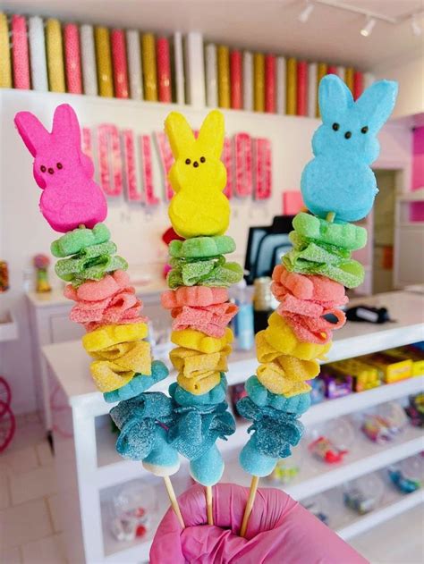 Easter Bunny Peeps Pastel Gummy Assorted Candy Kabob 12 Etsy Candy