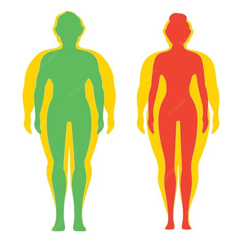 Premium Vector Man And Woman Before And After Diet And Fitness Weight