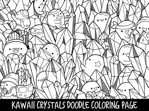 Crystals Doodle Coloring Page Printable Cutekawaii Coloring