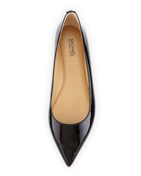 Michael Michael Kors Leather Arianna Patent Pointed Toe Flat In Black