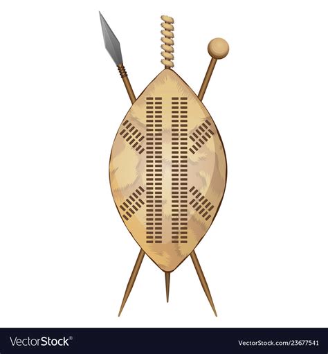 Zulu Shield Ethnic African Weapon Club And Spear Vector Image