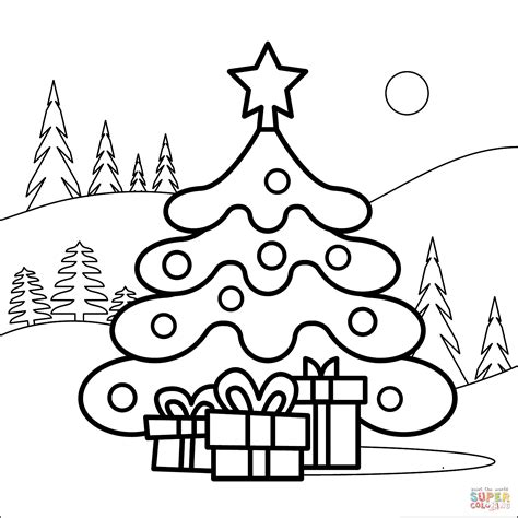 Simple Christmas Tree Coloring Page Yuderma