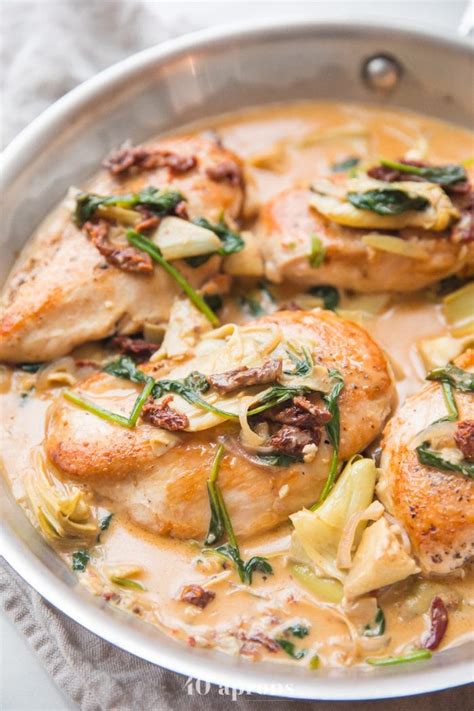 We'll have to throw our thanks for all of the above to a bit of cream, cherry tomatoes. Healthy Creamy Tuscan Chicken with Artichokes (Whole30 ...