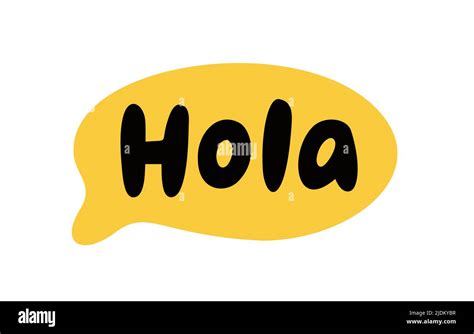 Hola Word Lettering Spanish Text Hello Phrase Hand Drawn Brush