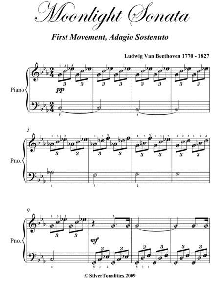 Choose between several difficulty levels, from beginner to expert. Moonlight Sonata First Movement Easy Elementary Piano ...