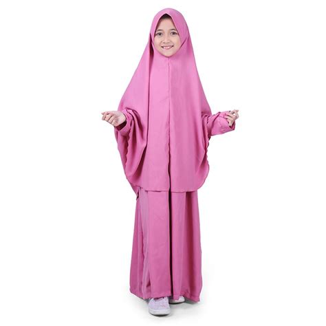 Baju Muslim Anak Perempuan Gamis Syari Polos Wolly Crepe Dusty Pink