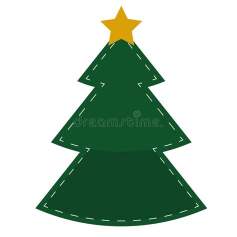Happy Merry Christmas Pine Tree With Star Silhouette Icon Stock