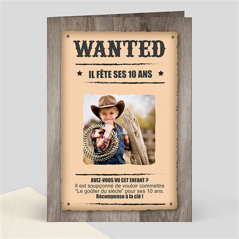 Carte Dinvitation Anniversaire Wanted Popcarte