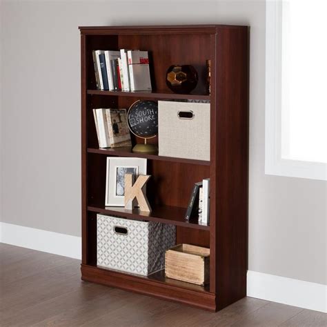 South Shore Morgan Black Oak Open Bookcase 4 Shelf Bookcase 3 Shelf