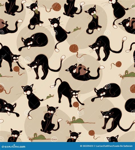 Seamless Black Cats Stock Vector Illustration Of Resting 30339423