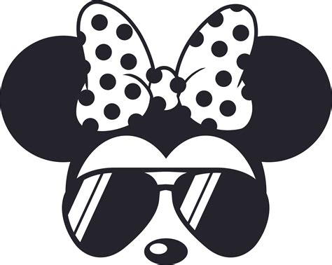 Minnie Mouse Sunglasses Cartoon Design Customized Name Wall Decal Custom Vinyl Wall Art
