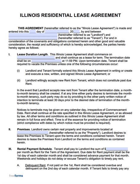 Free Printable Residential Lease Agreement Illinois Printable Form