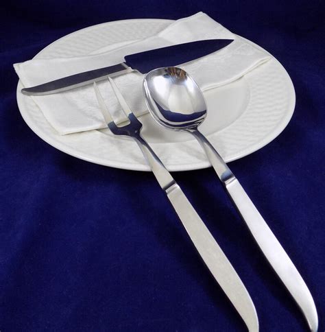 Stainless Serving Set Large Spoon Flat Tine Fork And Dessert Etsy