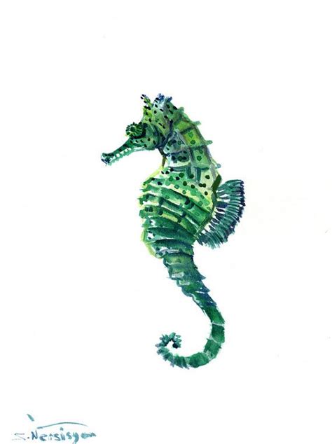 Seahorse Original Watercolor Painting 12 X 9 In By Originalonly 2600