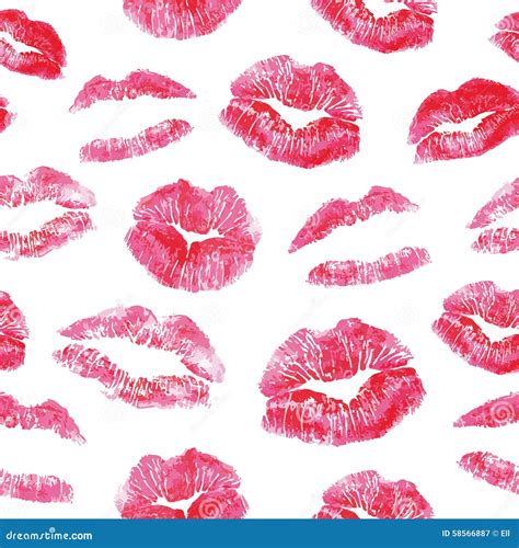 Seamless Pattern Red Lips Kisses Prints Stock Vector Image 58566887