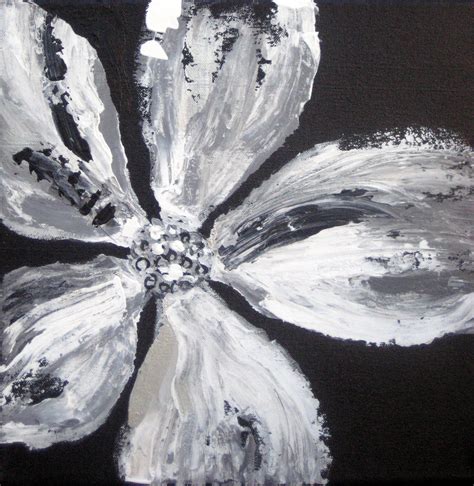 Original Abstract Poppy Painting Black And White T By