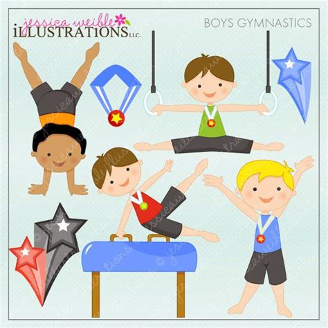 Boys Gymnastics Cute Digital Clipart Commercial Use Ok Gymnastics