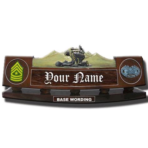 Us Army Combat Medic Wooden Desk Name Plate With Rank