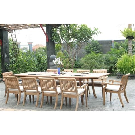 Teak Dining Set10 Seater 11 Pc Large 117 Rectangle Table And 10
