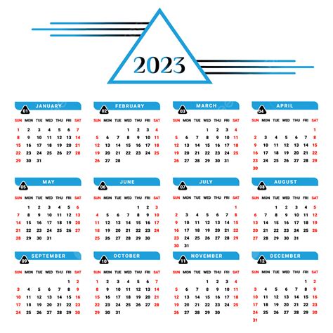 2023 Calendar With Skyblue And Black Unique Geometric Design Calendar