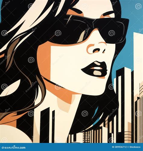 cityscape woman with sunglasses a modern art tribute stock illustration illustration of