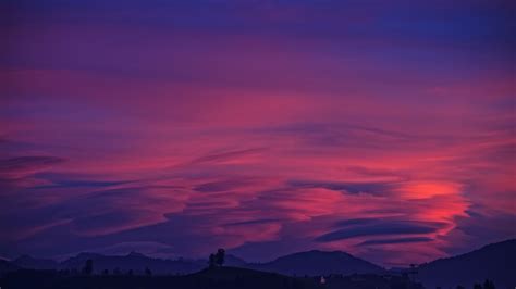 2560x1440 Purple Sky Clouds Mountains 1440p Resolution Wallpaper Hd