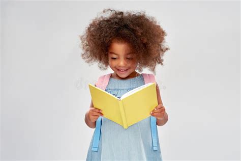 Happy Little African Girl Reading Book Stock Image Image Of Beautiful