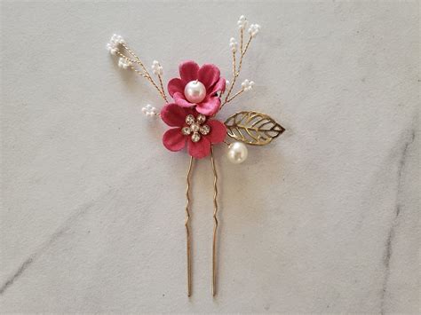 Bridal Hair Pins Pearl Crystal Flower Wedding Hair Pins Hair Etsy