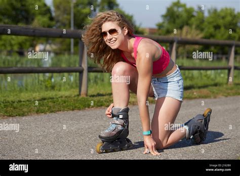 Roller Skating Woman Stock Photo Alamy