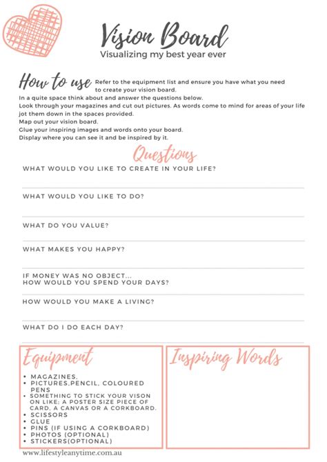 The Vision Board Checklist Printable • Lifestyle Anytime