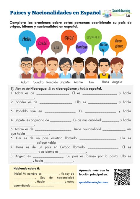 Countries And Nationalities In Spanish Pdf Worksheet Spanish