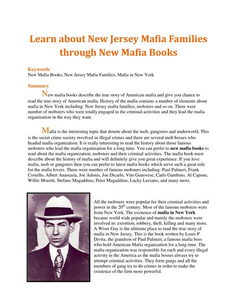 Ppt Learn About New Jersey Mafia Families Through New Mafia Books