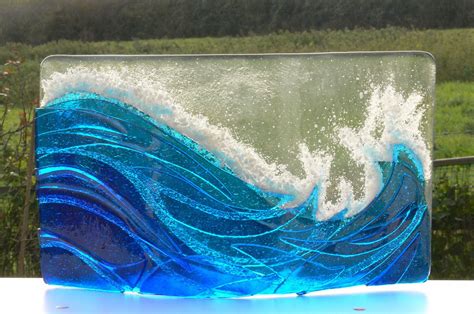 Wave Panel Fused Glass Glass Fusing Projects Broken Glass Art