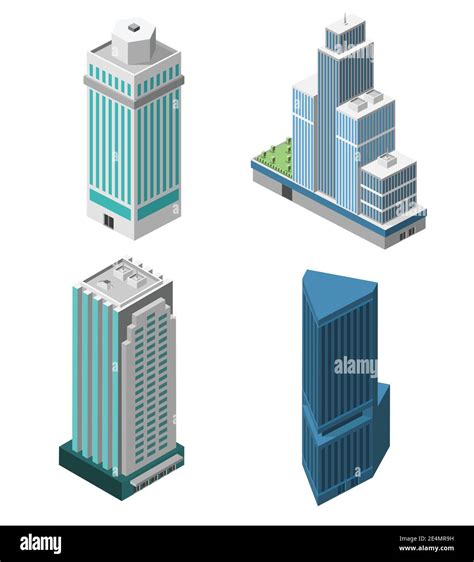 Skyscrapers 3d Isometric Office Buildings Business Apartment Set